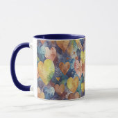 oranje roze blauw gele harten mok (Links)
