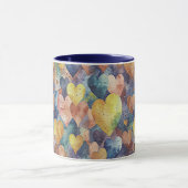 oranje roze blauw gele harten mok (Midden)