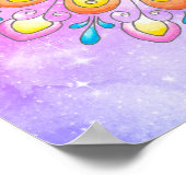 Oranje Roze Blauwe Floral Waterverf Mandala Poster (Hoek)