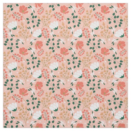  Oranje Roze Bloem Stof (Swatch)