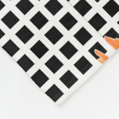 Oranje roze bloemen B/W Check Fleece Blanket (Hoek)