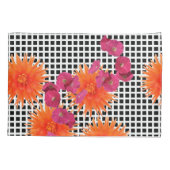 Oranje roze bloemen B/W controlepaar van Kussenslo Kussensloop (Achterkant-Links)