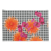 Oranje roze bloemen B/W controlepaar van Kussenslo Kussensloop (Achterkant-Rechts)