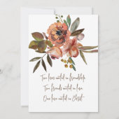 Oranje roze bloemen Christelijke bruiloft Kaart (Achterkant)