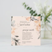 ORANJE ROZE BLOEMEN POST TROUWBRUNCH UITNODIGING (Staand voorkant)