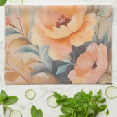 Oranje Roze Bloemen Waterverf Bloeit Elegant Theedoek (Gevouwen)