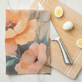 Oranje Roze Bloemen Waterverf Bloeit Elegant Theedoek (Quarter Fold)