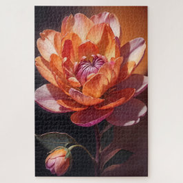 Oranje Roze Bloemige Botanische Kunst Legpuzzel