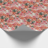 Oranje roze bloemmotief cadeaupapier (Hoek)