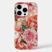 Oranje roze bloemmotief Case-Mate iPhone case (Achterkant)