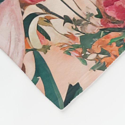 Oranje roze bloemmotief fleece deken (Hoek)