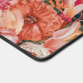 Oranje roze bloemmotief monogram bureaumat (Hoek)