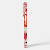 Oranje roze bloemmotief monogram Case-Mate iPhone case (Achterkant / Links)