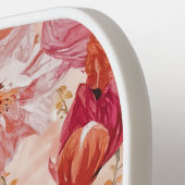 Oranje roze bloemmotief monogram pickleball paddle (Links Detail)