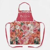Oranje roze bloemmotief monogram schort (Voorkant)