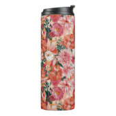 Oranje roze bloemmotief monogram thermosbeker (Gedraaid links)