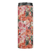 Oranje roze bloemmotief monogram thermosbeker (Achterkant)