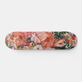 Oranje roze bloemmotief persoonlijk skateboard (Horizontaal)