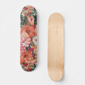 Oranje roze bloemmotief persoonlijk skateboard (Voorkant)