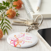 Oranje roze bruine bruiloft voor Sleutelhanger (Zijkant)