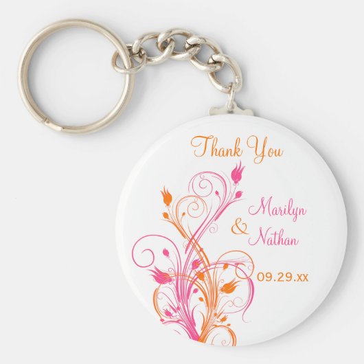 Oranje roze bruine bruiloft voor Sleutelhanger (Voorkant)