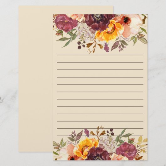 Oranje-roze bruinkoolbrij briefpapier (Voorkant / Achterkant)