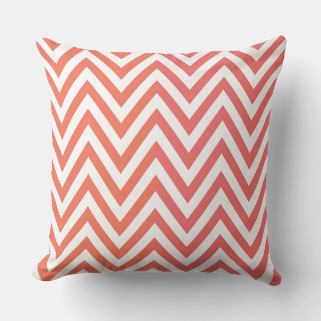 Oranje Roze Chevron/Stripe Sierkussen (Voorkant)