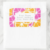 Oranje roze citrussisjes rechthoekige sticker (Tas)