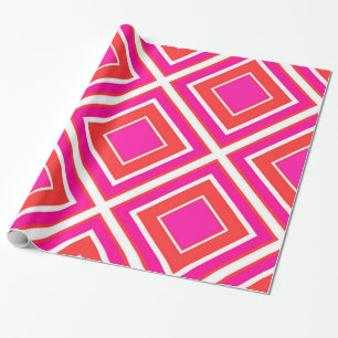 Oranje roze diamantgeometrisch cadeaupapier