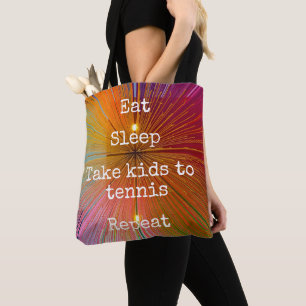 Oranje Roze Eet Slaap Neem Kinder naar Tennis Herh Tote Bag
