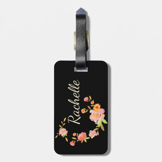 Oranje & Roze Eigen monogram Bag Label Bagagelabel (Achterkant verticaal)