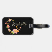 Oranje & Roze Eigen monogram Bag Label Bagagelabel (Achterkant horizontaal)