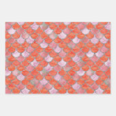 Oranje, Roze en Zilverzeefschaaltjes Inpakpapier Vel (Voorkant)