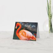 Oranje roze flamingo foto bedankt notitiekaart (Voorkant)