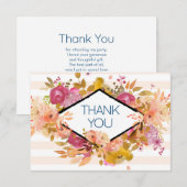 Oranje & Roze Floral Bouquet Partij Dank u Bedankkaart (Voorkant / Achterkant)