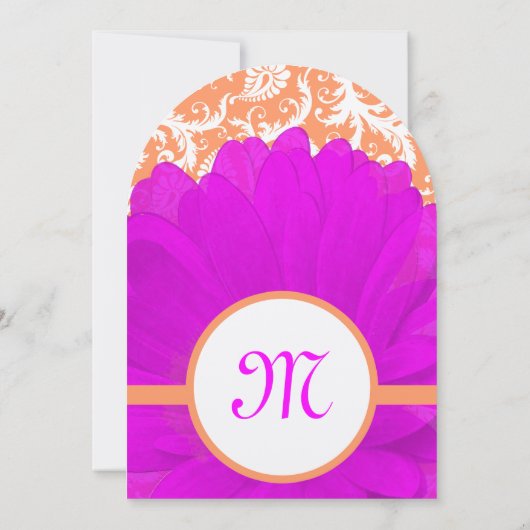 Oranje roze Floral Gerber Daisy Wedding Uitnodigin Kaart (Achterkant)