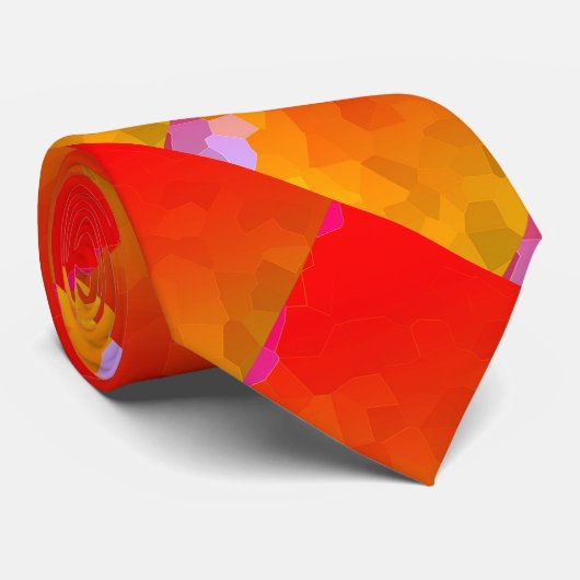 Oranje roze funky geometrische patronen kleurrijk stropdas (Opgerold)