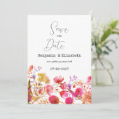 Oranje roze geel wildflower Save the Date Kaart (Staand voorkant)
