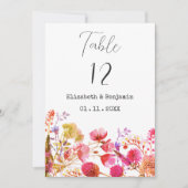 Oranje roze geel wildflower tafelnummers (Voorkant)