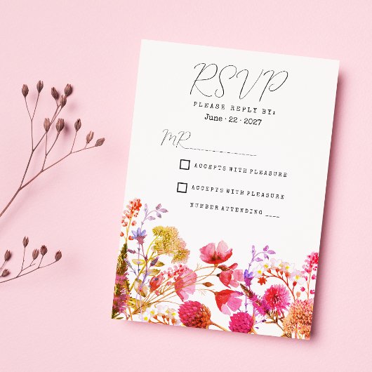 Oranje roze geel wildflower zomer RSVP Kaart
