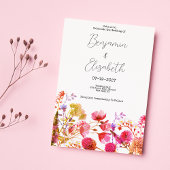 Oranje roze gele wilde bloem zomer Bruiloft Kaart