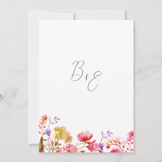 Oranje roze gele wilde bloem zomer Bruiloft Kaart (Achterkant)