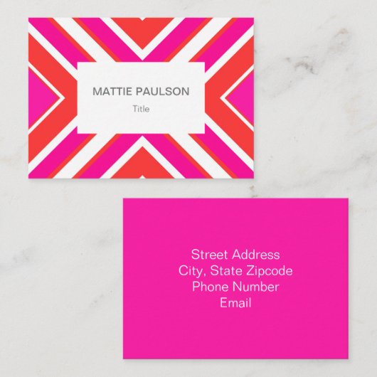 Oranje roze geometrisch visitekaartje (Voorkant / Achterkant)