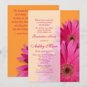 Oranje-roze Gerbera Daisy Afstuderen Uitnodiging (Voorkant / Achterkant)