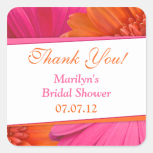 Oranje Roze Gerbera Daisy Vrijgezellenfeest Dank u Vierkante Sticker