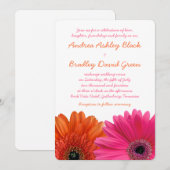 Oranje roze Gerbera Daisy Wedding Invitation Kaart (Voorkant / Achterkant)