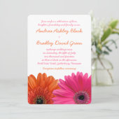 Oranje roze Gerbera Daisy Wedding Invitation Kaart (Staand voorkant)