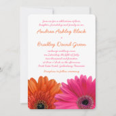 Oranje roze Gerbera Daisy Wedding Invitation Kaart (Voorkant)