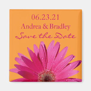Oranje roze Gerbera Daisy Wedding Save the Date Magneet