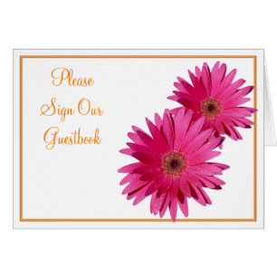 Oranje roze Gerbera Daisy Wedding Sign Kaart